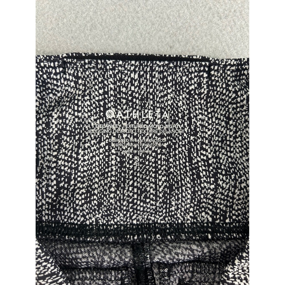 Athleta Delancey Textured Moto Tight Womens S Black White High Rise Leggings Gym - Picture 5 of 7
